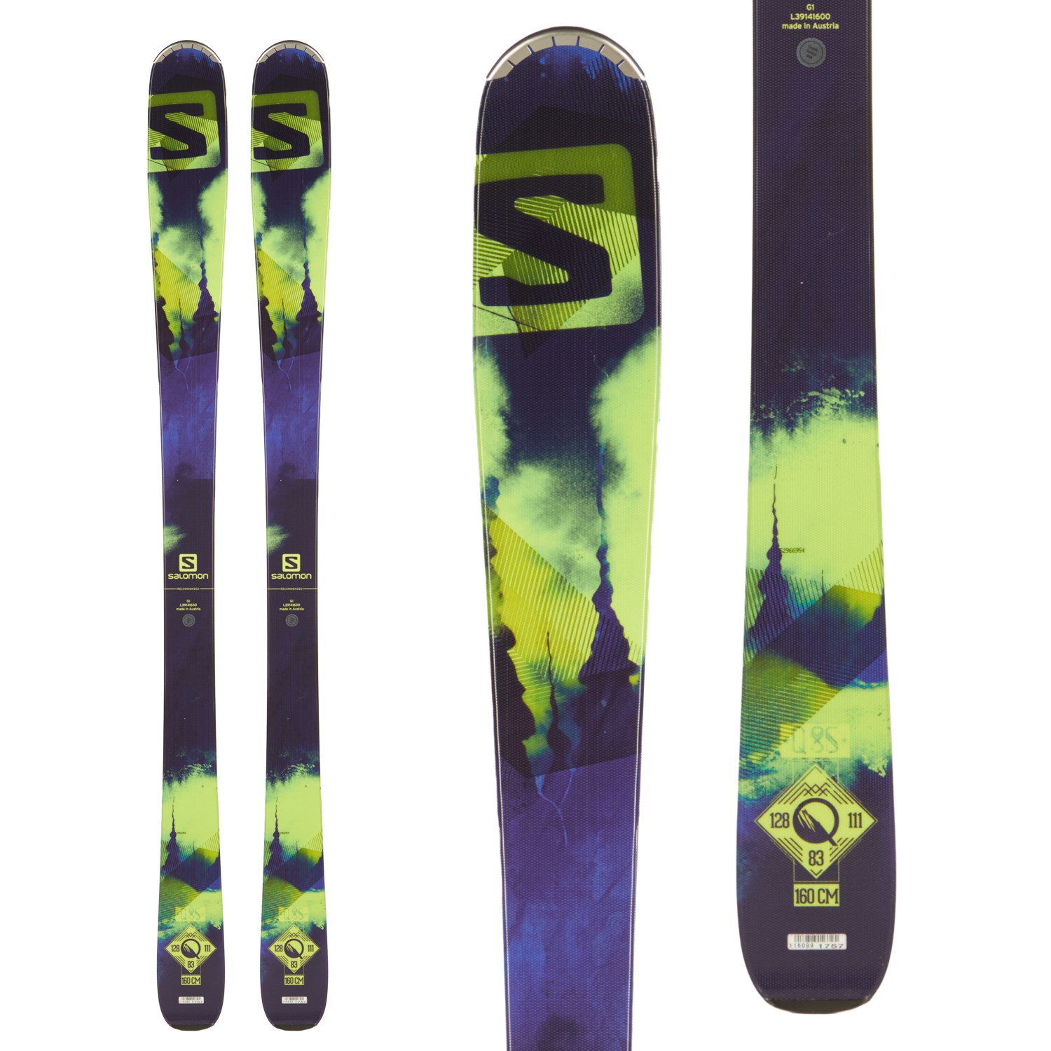 Salomon Q85 R Skis + Marker Griffon Ski Bindings evo outlet