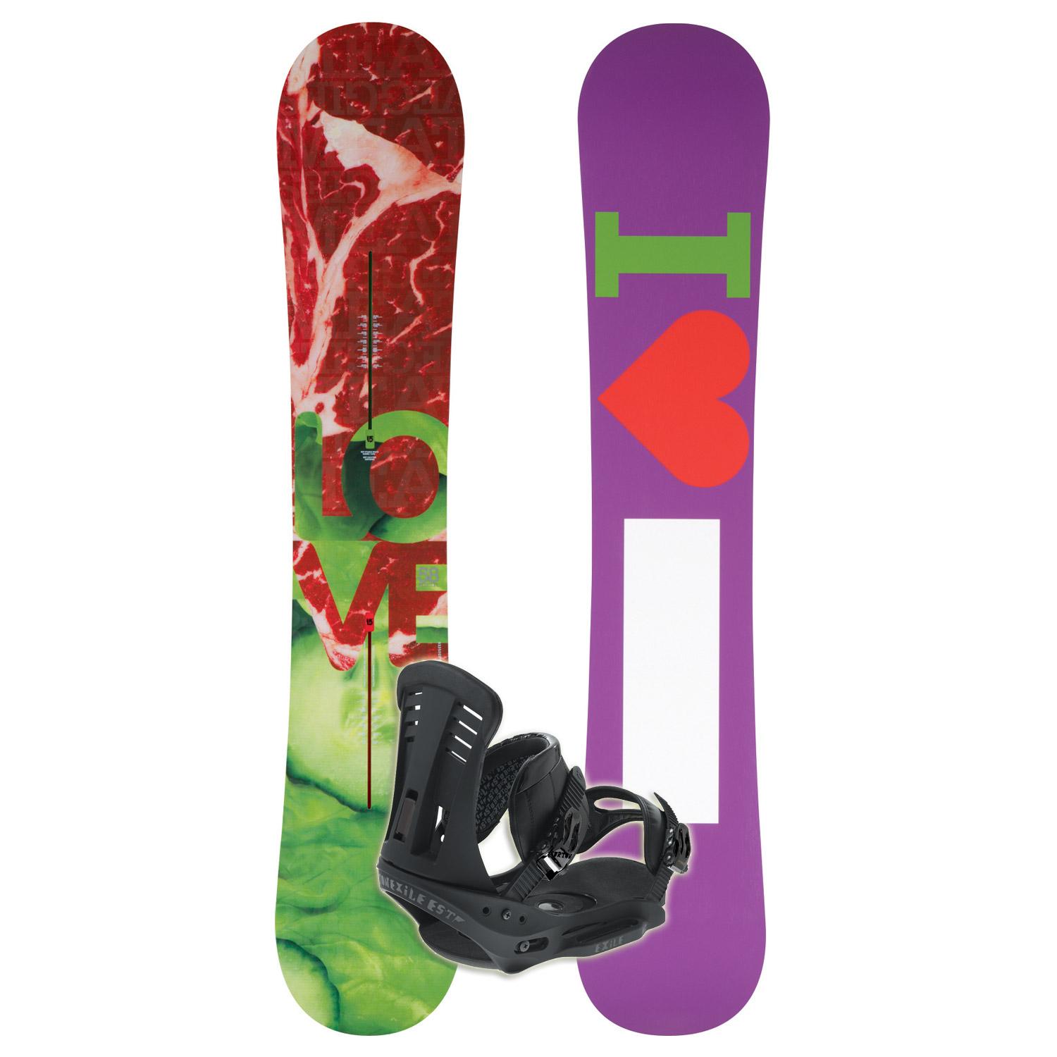 Burton Love Channel Snowboard + Exile EST Snowboard Bindings Used
