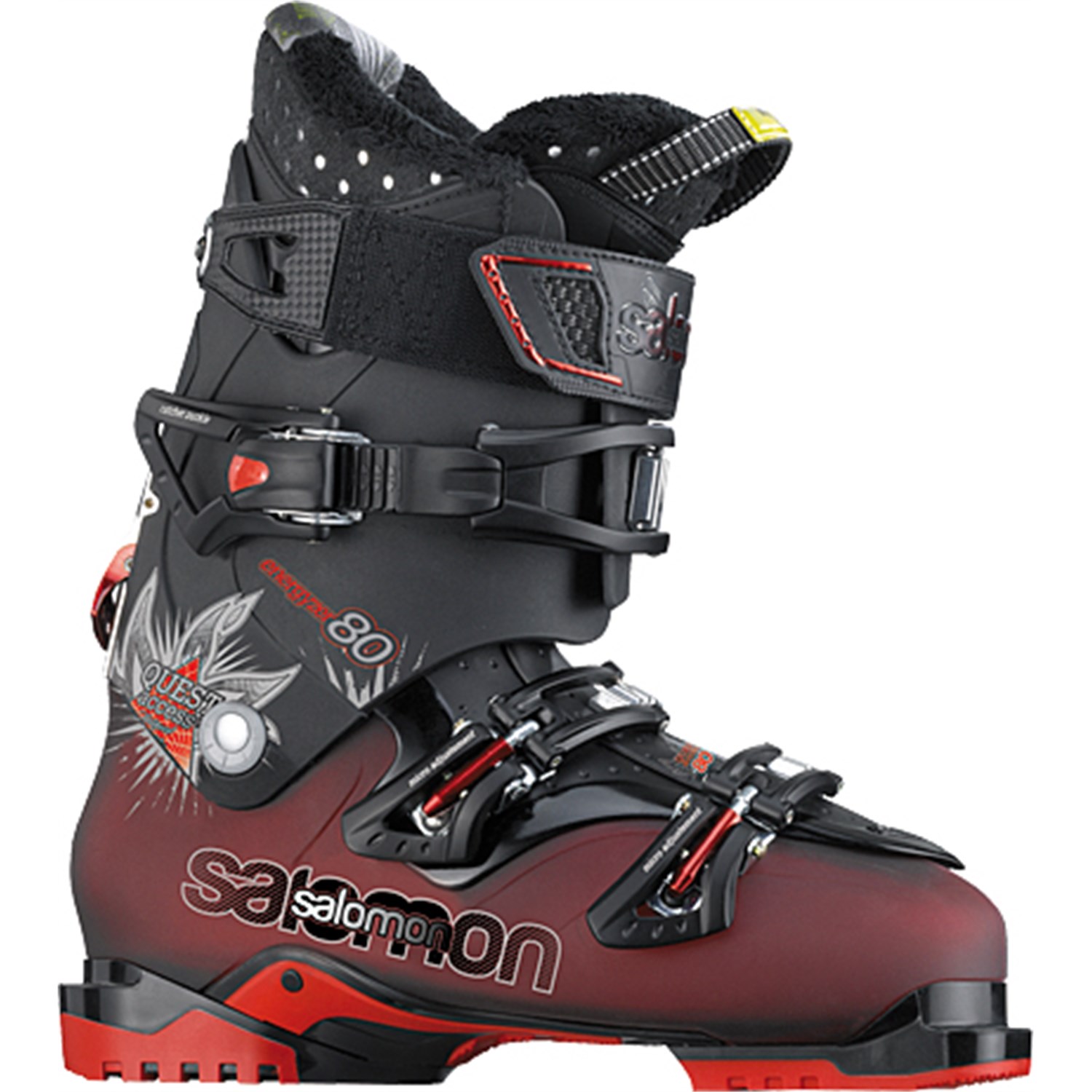 salomon quest access 80 ski boots 2012 dark red translucent black