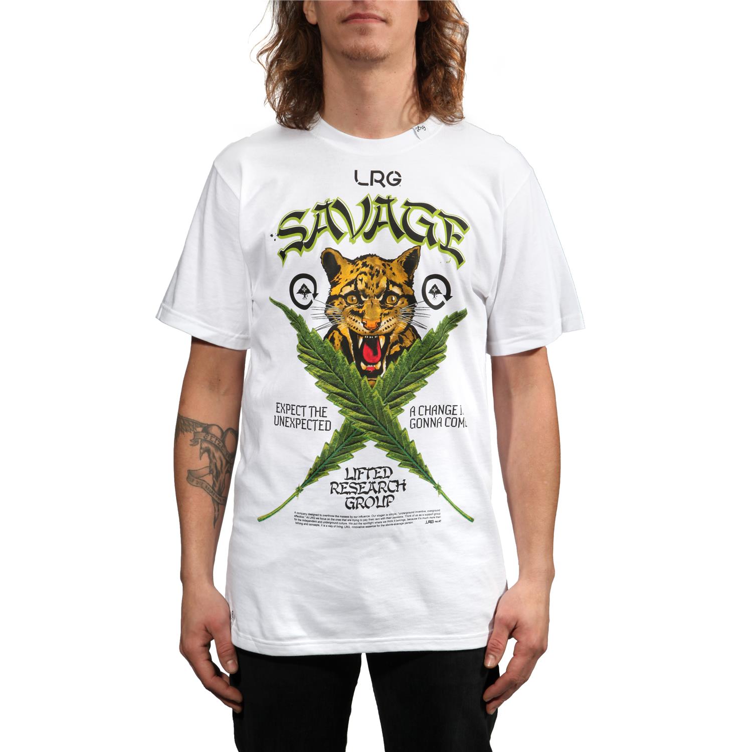 lrg savage cats t shirt white front