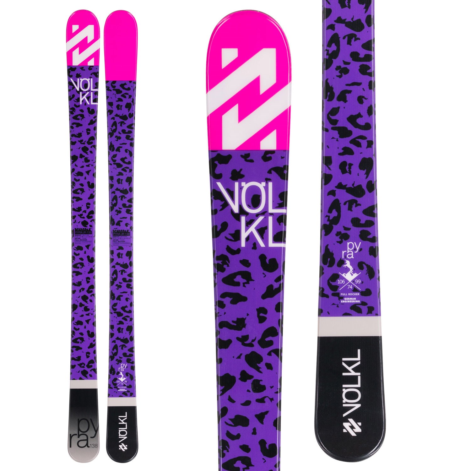 Volkl Pyra Jr Skis Big Girls' + Salomon C5 Ski Bindings Big Kids