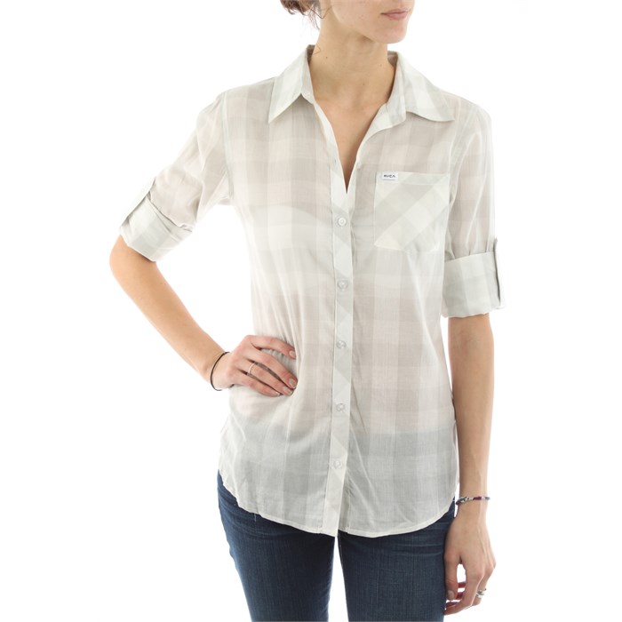 gray button down shirt women's