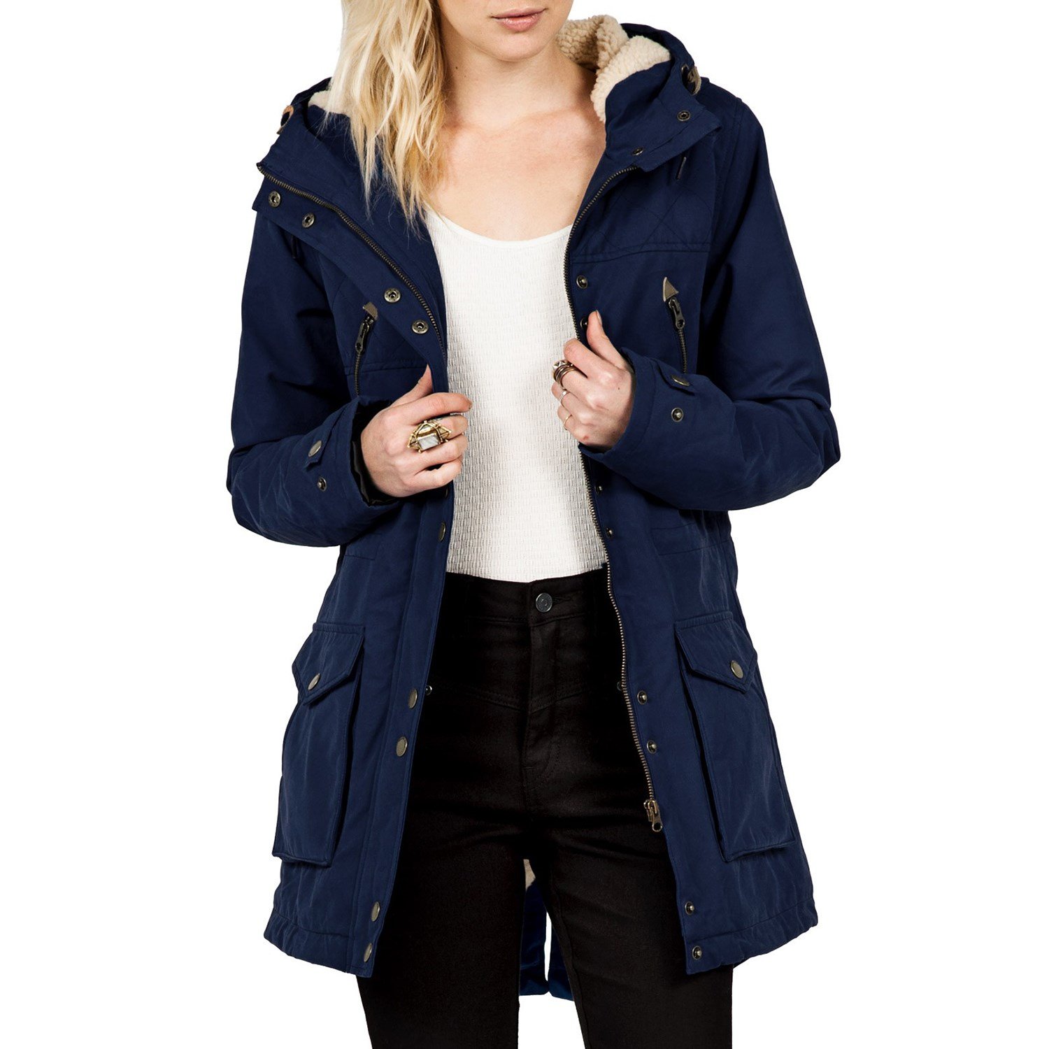 dark blue parka jacket