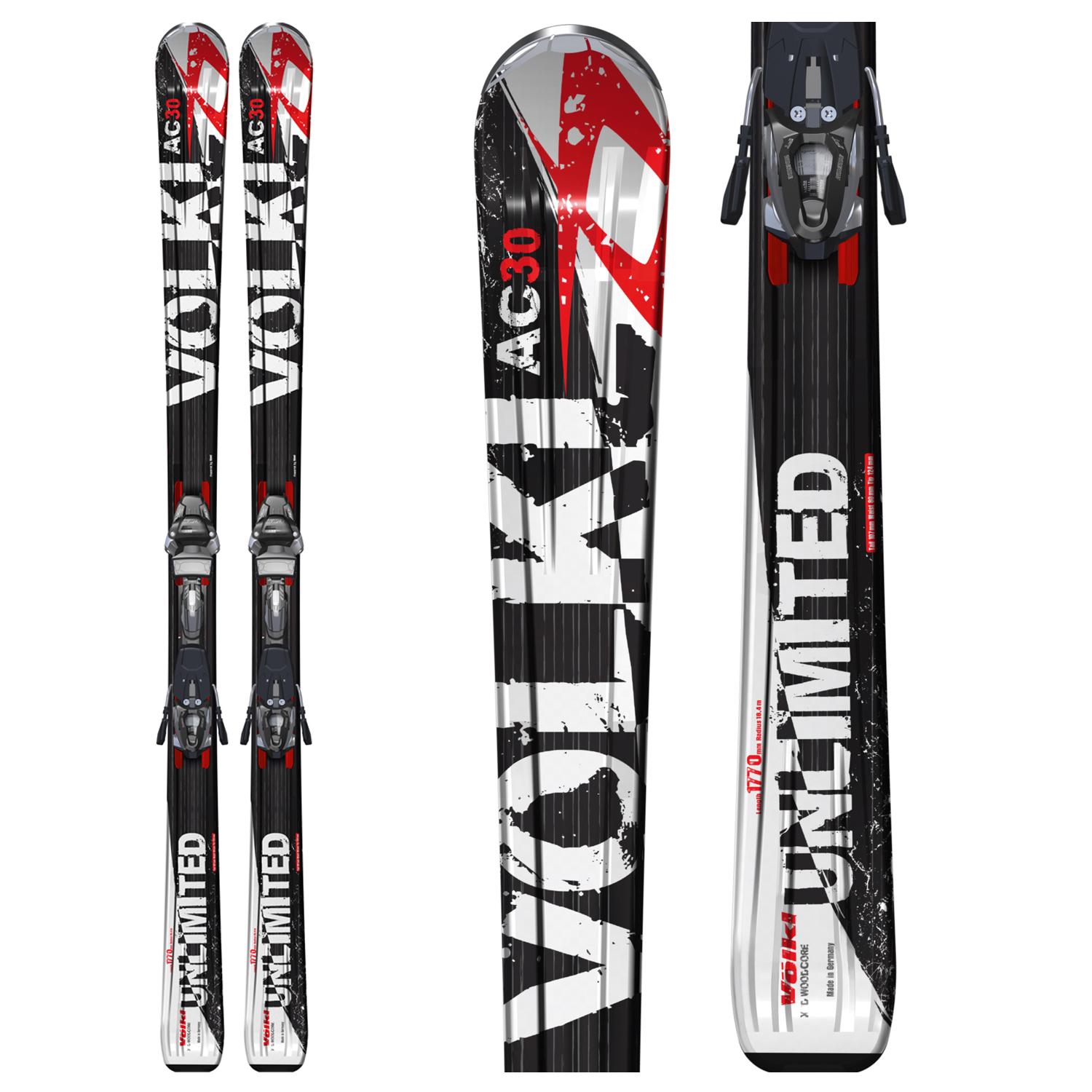 Volkl Unlimited Ac30 Skis + Marker Ipt Wide Ride 12.0 D Bindings 2010 ...