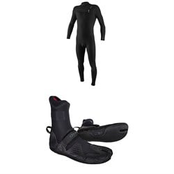 O'Neill 4​/3​+ Hyperfreak Chest Zip Wetsuit ​+ 3​/2 Psycho Tech Split Toe Wetsuit Boots