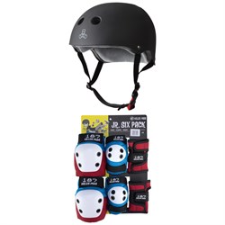 Triple 8 The Certified Sweatsaver Skateboard Helmet ​+ 187 Junior Six Pack Skateboard Pad Set - Little Kids'