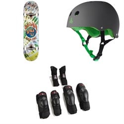 Globe G1 Ablaze 7.75 Skateboard Complete ​+ Triple 8 Sweatsaver Liner Skateboard Helmet ​+ Saver Series High Impact Skateboard Pad Set