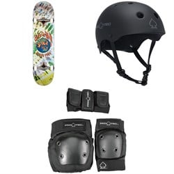 Globe G1 Ablaze 7.75 Skateboard Complete ​+ Pro-Tec The Classic Certified Skateboard Helmet ​+ Pro-Tec Street Gear Junior Skateboard Pads