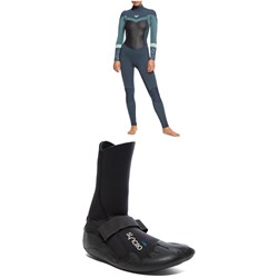 Roxy 4​/3 Syncro Back Zip GBS Wetsuit ​+ Syncro 3mm Round Toe Wetsuit Boots - Women's