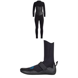 Roxy 5​/4​/3 Syncro Back Zip GBS Wetsuit ​+ Syncro 5mm Round Toe Wetsuit Boots - Women's