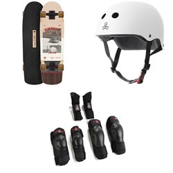 Arbor Pilsner Photo Cruiser Skateboard Complete ​+ Triple 8 The Certified Sweatsaver Skateboard Helmet ​+ Saver Series High Impact 3 Pack Skateboard Pad Set