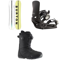 Burton Custom Flying V Snowboard ​+ Cartel EST Snowboard Bindings ​+ Ruler Boa Snowboard Boots 2022