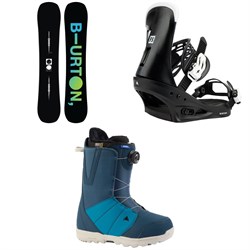 Burton Instigator Flat Top Snowboard ​+ Freestyle Snowboard Bindings ​+ Moto Boa Snowboard Boots 2023