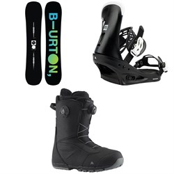 Burton Instigator Flat Top Snowboard ​+ Freestyle Snowboard Bindings ​+ Ruler Boa Snowboard Boots 2023