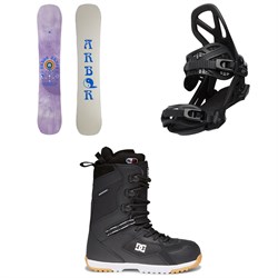 Arbor Draft Camber Snowboard ​+ Hemlock Snowboard Bindings ​+ DC Mutiny Snowboard Boots 2022