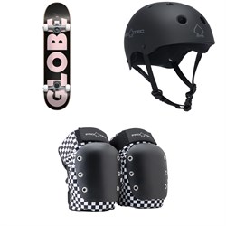 Globe G0 Fubar Skateboard Complete ​+ Pro-Tec The Classic Certified EPS Skateboard Helmet ​+ Street Open Back Skateboard Knee Pads