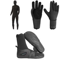 Vissla 7 Seas 5​/4 Chest Zip Hooded Wetsuit ​+ 3mm 7 Seas Wetsuit Gloves ​+ 5mm 7 Seas Round Toe Wetsuit Boots