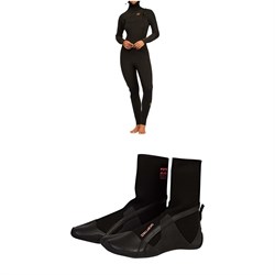 Billabong 5​/4 Synergy Chest Zip Hooded Wetsuit ​+ 5mm Furnace Synergy Split Toe Wetsuit Boots - Women's