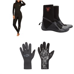 Billabong 4​/3 Synergy Back Zip GBS Wetsuit ​+ 3mm Synergy HS Wetsuit Boots ​+ 2mm Synergy Wetsuit Gloves - Women's