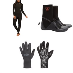 Billabong 4​/3 Synergy Chest Zip Wetsuit ​+ 3mm Synergy HS Wetsuit Boots ​+ 2mm Synergy Wetsuit Gloves - Women's