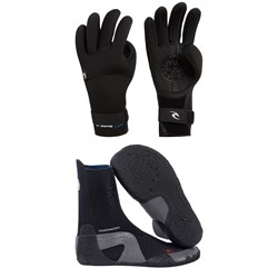 Rip Curl 2mm E-Bomb Stitchless Wetsuit Gloves ​+ 3mm Dawn Patrol Round Toe Boots