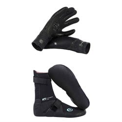 Rip Curl 3​/2 Flashbomb 5-Finger Wetsuit Gloves ​+ 3mm Flashbomb Hidden Split Toe Boots - Women's
