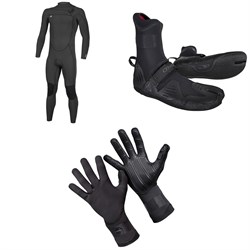 O'Neill 4​/3 Ninja Chest Zip Wetsuit ​+ 3​/2 Psycho Tech Split Toe Wetsuit Boots ​+ 1.5mm Psycho Tech Gloves