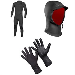 O'Neill 4​/3 Ninja Chest Zip Wetsuit ​+ Psycho 1.5mm Wetsuit Hood ​+ 1.5mm Psycho Tech Gloves