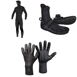 O'Neill 5​/4​+ Hyperfreak Chest Zip Hooded Wetsuit ​+ 5mm Psycho Tech ST Wetsuit Boots ​+ 3mm Psycho Tech Gloves