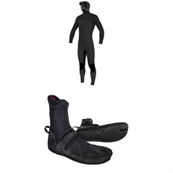 O'Neill 5​/4​+ Hyperfreak Chest Zip Hooded Wetsuit ​+ 5mm Psycho Tech ST Wetsuit Boots