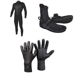 O'Neill 4.5​/3.5 Mutant Legend Chest Zip Hooded Wetsuit ​+ 3​/2 Psycho Tech Split Toe Wetsuit Boots ​+ 3mm Psycho Tech Gloves
