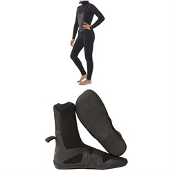 Sisstrevolution 5​/4 7 Seas Hooded Chest Zip Wetsuit ​+ 5mm Round Toe Wetsuit Boots - Women's