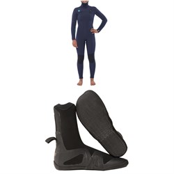 Sisstrevolution 5​/4 Hooded Chest Zip Wetsuit ​+ 5mm Round Toe Wetsuit Boots - Women's