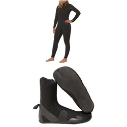 Sisstrevolution 4​/3 7 Seas Chest Zip Wetsuit ​+ 3mm Split Toe Wetsuit Boots - Women's