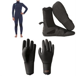 Sisstrevolution 5​/4 Hooded Chest Zip Wetsuit ​+ 5mm Round Toe Wetsuit Boots ​+ 3mm Wetsuit Gloves - Women's