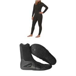 Sisstrevolution 4​/3 7 Seas Chest Zip Wetsuit - Women's ​+ Vissla 3mm 7 Seas Split Toe Wetsuit Boots