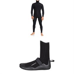 Quiksilver 4​/3 Everyday Sessions Chest Zip Hooded Wetsuit ​+ 3mm Everyday Sessions Round Toe Wetsuit Boots