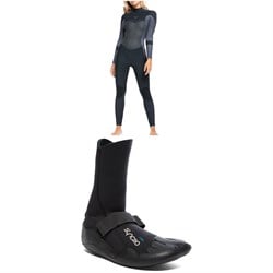 Roxy 4​/3 Syncro Back Zip Wetsuit ​+ 3mm Syncro Round Toe Wetsuit Boots - Women's
