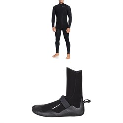 Quiksilver 4​/3 Everyday Sessions Chest Zip GBS Wetsuit ​+ 3mm Everyday Sessions Round Toe Wetsuit Boots