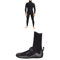 Quiksilver 5​/4​/3 Everyday Sessions Chest Zip Hooded Wetsuit ​+ 5mm Everyday Sessions Round Toe Wetsuit Boots