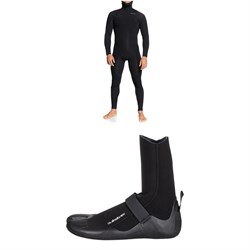 Quiksilver 4​/3 Everyday Sessions Chest Zip Hooded Wetsuit ​+ 3mm Everyday Sessions Split Toe Wetsuit Boots