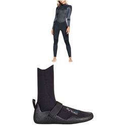Roxy 5​/4​/3 Syncro Back Zip GBS Wetsuit ​+ 5mm Syncro Round Toe Wetsuit Boots - Women's