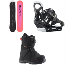 Burton Custom Smalls Snowboard ​+ Mission Smalls Snowboard Bindings ​+ Zipline Boa Snowboard Boots - Kids' 2023
