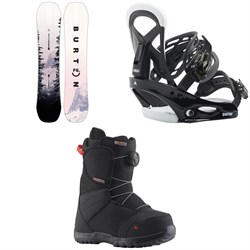 Burton Feelgood Smalls Snowboard ​+ Mission Smalls Snowboard Bindings ​+ Zipline Boa Snowboard Boots Kids' 2023