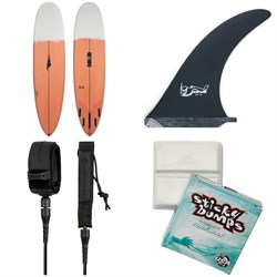 Solid Surf Co EZ Street Surfboard ​+ True Ames Greenough 4-A Longboard Fin ​+ Creatures of Leisure Pro 8' Surf Leash ​+ Sticky Bumps Basecoat Wax