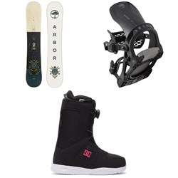 Arbor Cadence Rocker Snowboard ​+ Acacia Snowboard Bindings ​+ DC Phase Boa Snowboard Boots - Women's 2023