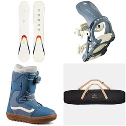 Arbor Poparazzi Rocker Snowboard ​+  Acacia Snowboard Bindings ​+ Vans Encore OG Snowboard Boots ​+ evo Padded Snowboard Bag  - Women's 2023