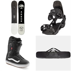 Arbor Element Rocker Snowboard ​+ Spruce Snowboard Bindings ​+ Vans Aura OG Snowboard Boots 2023 ​+ evo Padded Snowboard Bag