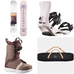 Salomon Lotus Snowboard ​+ Rhythm Snowboard Bindings ​+ Pearl Boa Snowboard Boots ​+ evo Padded Snowboard Bag - Women's 2023