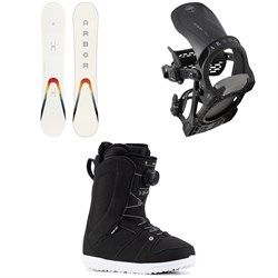 Arbor Poparazzi Rocker Snowboard ​+ Arbor Acacia Snowboard Bindings ​+ Ride Sage Snowboard Boots - Women's 2023